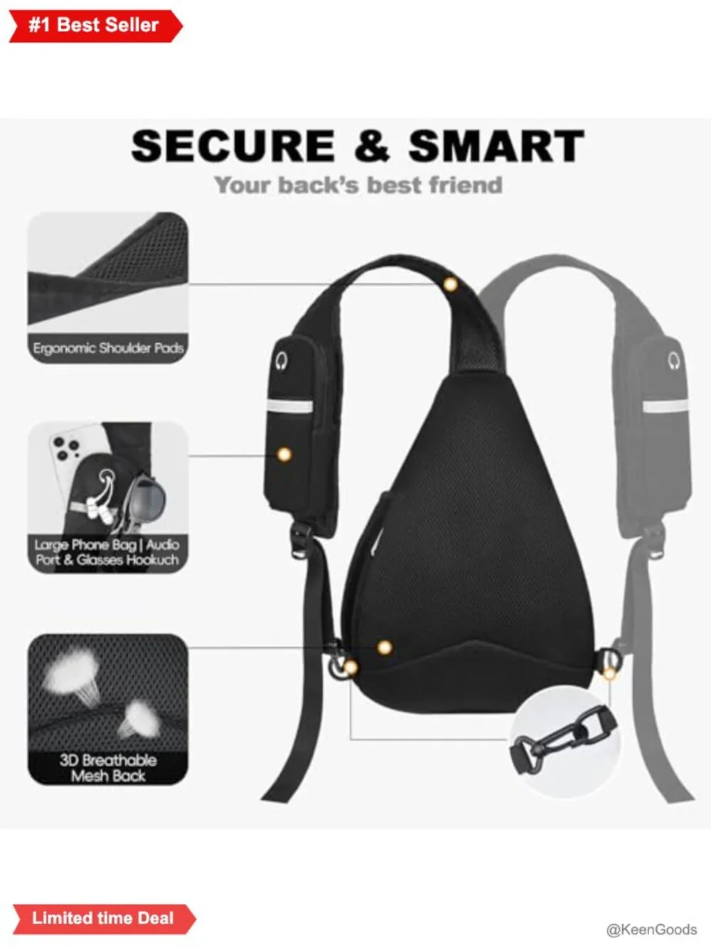 Seektop Anti Theft Crossbody Bag RFID Blocking Waterproof Nylon Sling